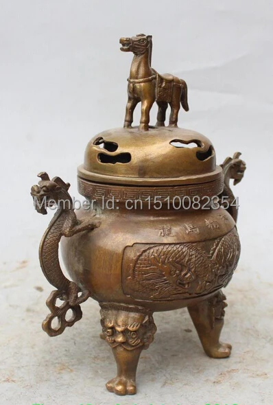 10 &quotКлеймо Китайский Бронзовый дракон Лошадь Лев зверь курильница Кадило Статуя