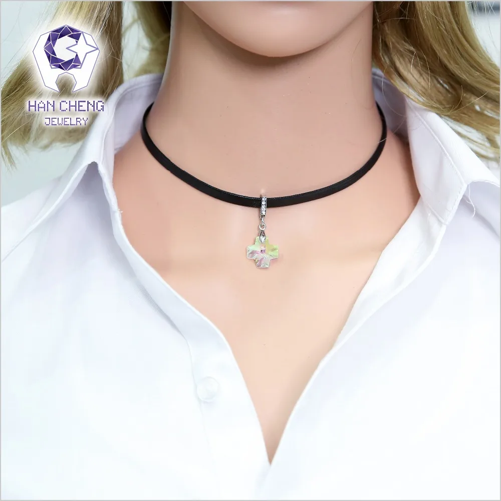 Новинка модное ожерелье HanCheng с подвеской крестом/листьями/круглым разноцветным