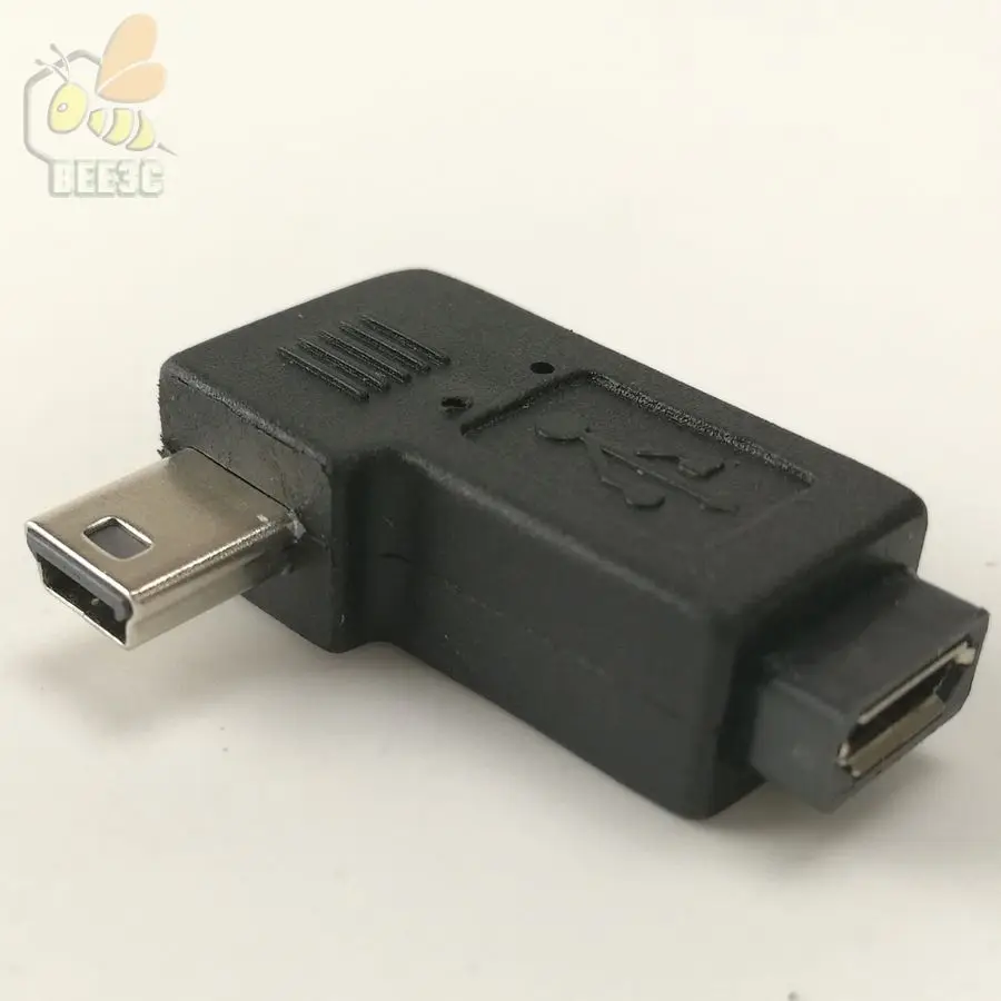 USB Micro 5Pin Female to Mini Mini5Pin Male адаптер с углом 90 градусов и левым правым адаптером 100 шт.