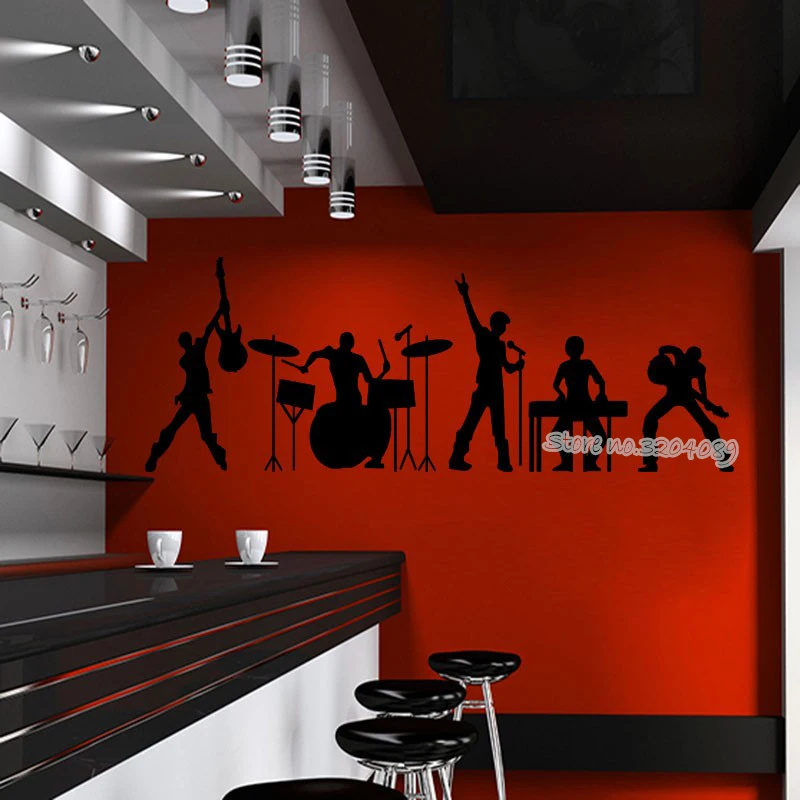 Наклейка на стену музыкальной группы из тяжелого металла певец гитарист бас
