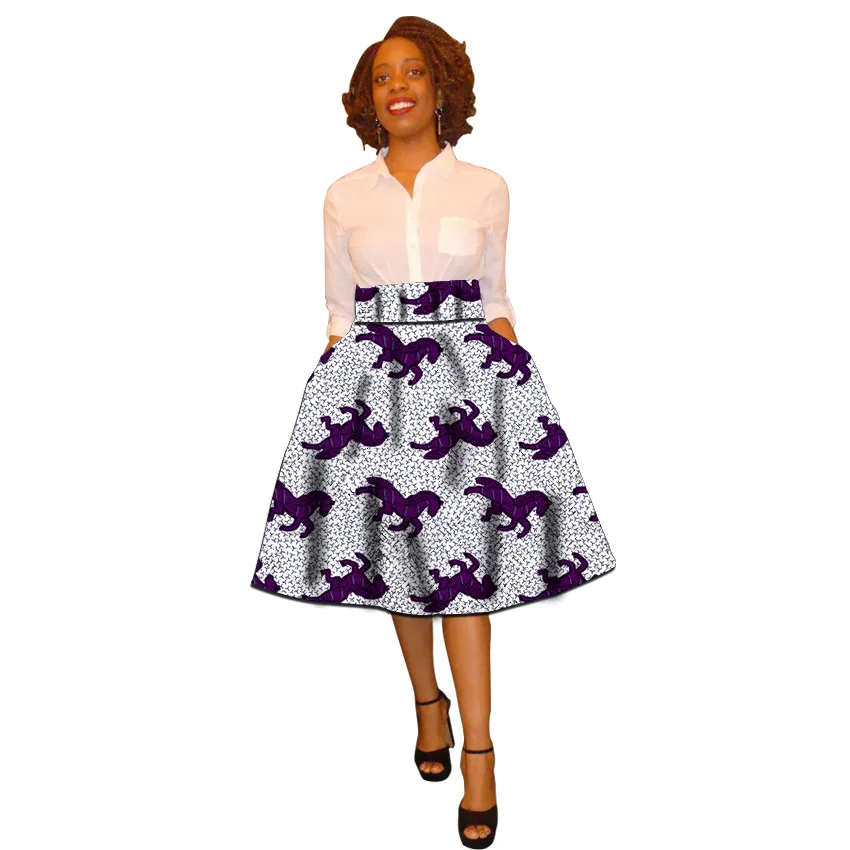 Женская юбка из ткани с вощеным принтом формальная хлопковая в африканском стиле