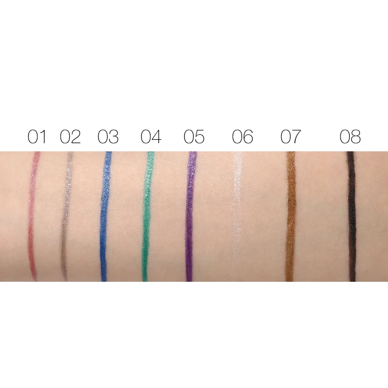 Жидкая подводка для глаз с металлическим блеском 8 цветов перьевая блестящая
