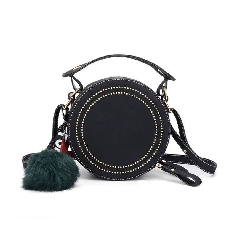 Дамские сумочки DAUNAVIA круглые сумки через плечо из искусственной кожи с заклепками мессенджеры кошелек