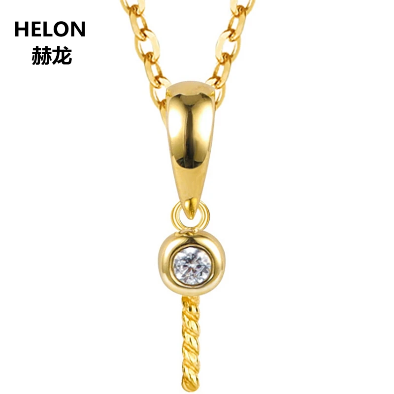 

Solid 14k Yellow Gold 8-15mm Pearl Semi Mount Pendant for Women 0.026ct SI/H Natural Diamonds Fine Jewelry Setting