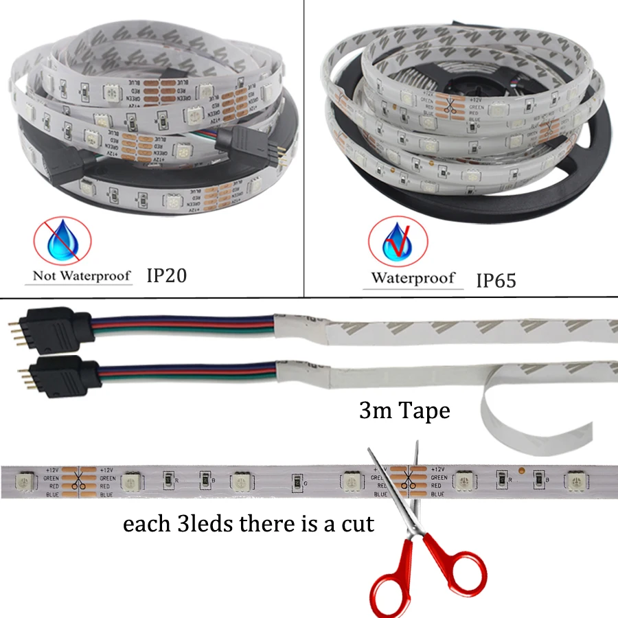 RGB SMD5050 светодио дный Свет Гибкие ФИТА де 5 м 10 15 светодиодная rgb--лента Диодная