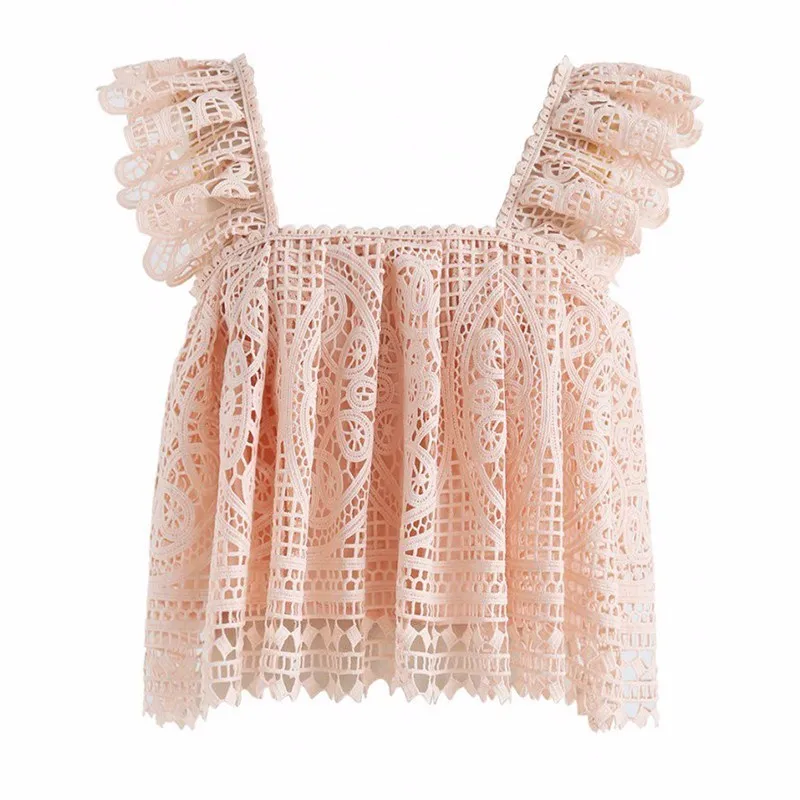 Pink Vest TWOTWINSTYLE, женский жилет без рукавов с оборками, большой размер, короткий женский жилет, летняя модная Милая одежда - Цвет: Pink Vest