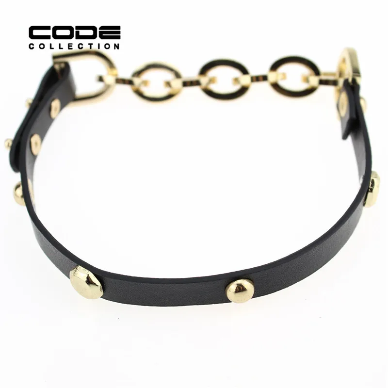 Женское Винтажное колье-чокер черное ожерелье из искусственной кожи с коротким