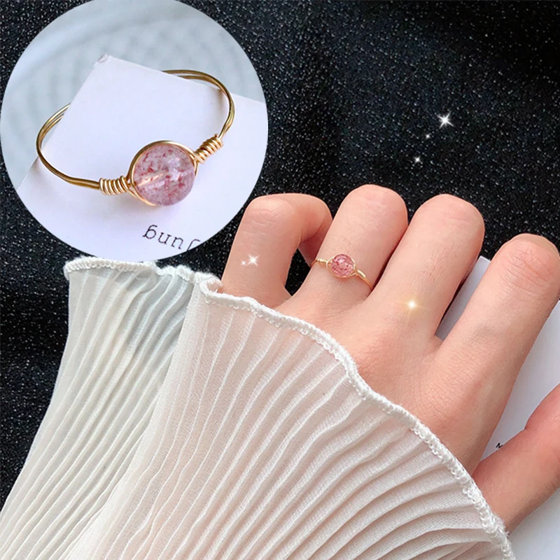 Кольца с кристаллами в виде клубники простой женский подарок на день