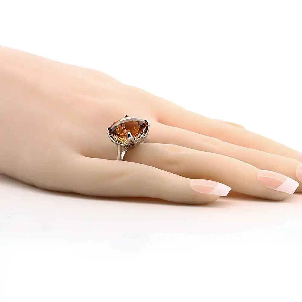 GemStoneKing 8 47 Ct подушка шахматная доска виски Кварц желтый сапфир серебро 925 пробы