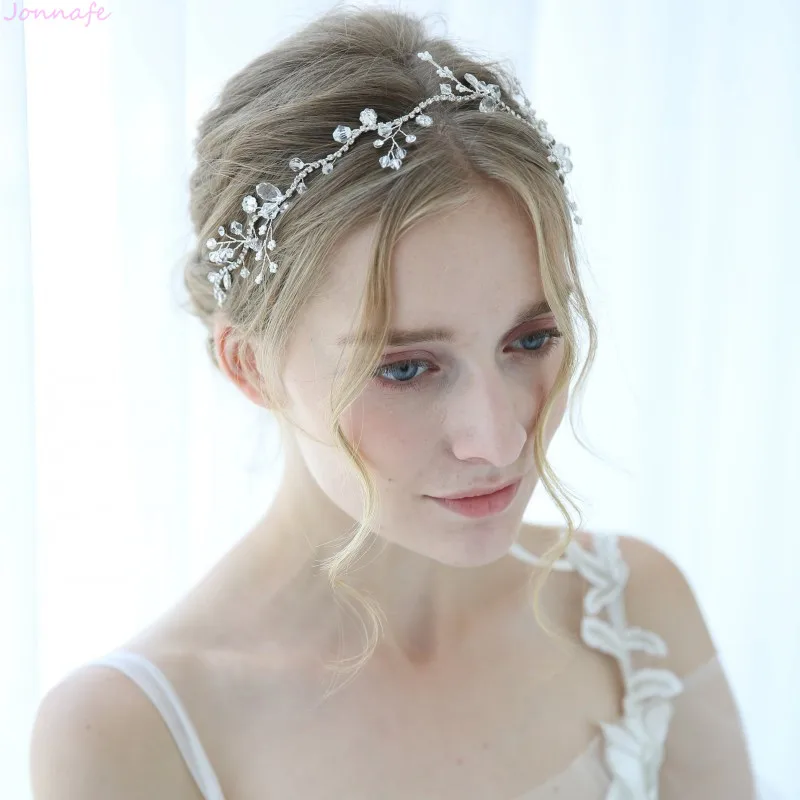 Jonnafe крошечные бусины Стразы Женская цепочка на голову серебряного цвета