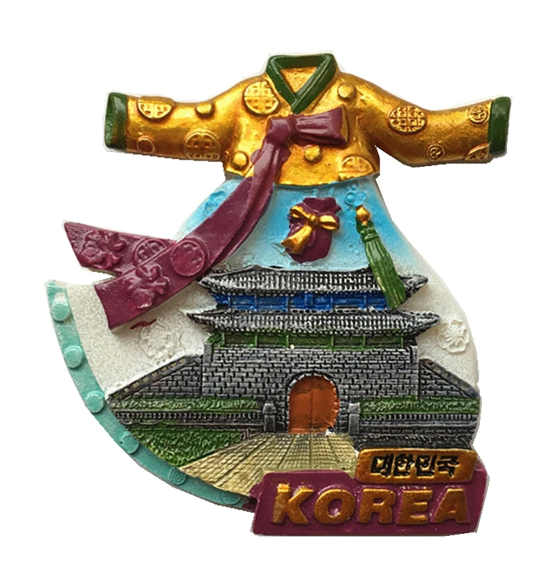 

Korea Gyeongbok Palace Skirt Aromatherapy Cold Porcelain 3D Fridge Magnets Travel Souvenirs Refrigerator Magnetic Sticker