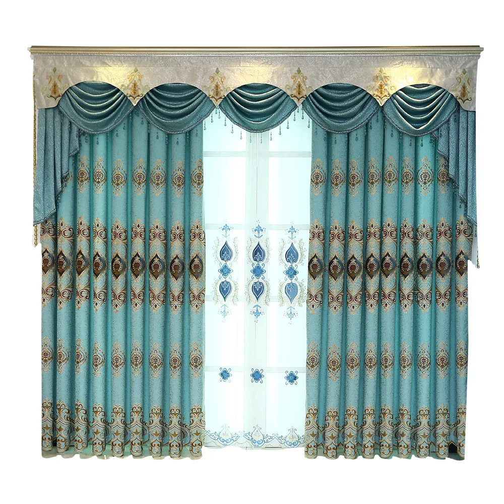 

High shading Modern Embroidered Window Valance Curtains Jacquard for Living Room Curtains Tulle for Bedroom Kitchen Drapes