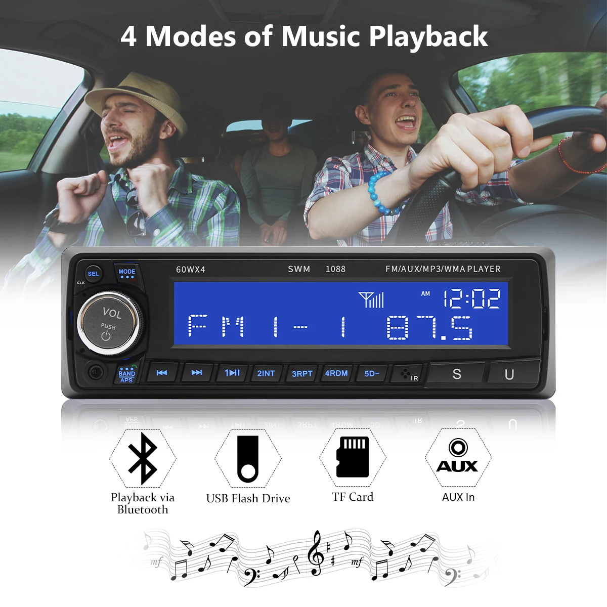 Автомагнитола Excelvan 1 Din 4 дюйма mp3 плеер Bluetooth громкая связь USB AUX TF карта FM 12 В ЖК