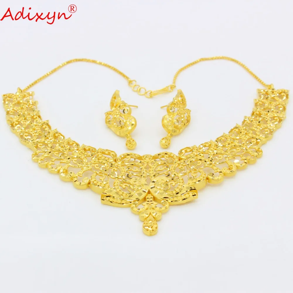Adixyn индийское ожерелье/серьги желтое золото/медь Африканский/подарки на