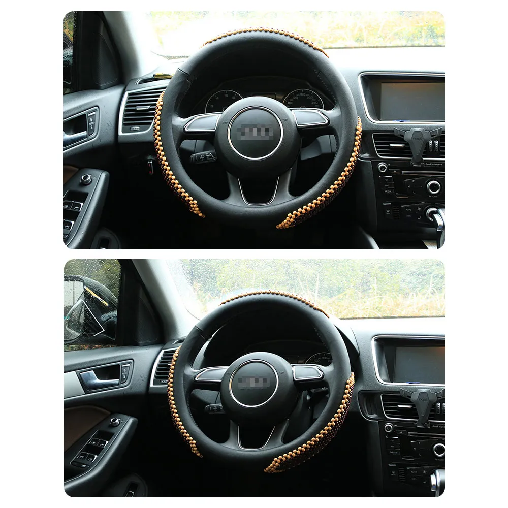 Оплетка на рулевом колесе деревянная бусина стильная кожаная крышка рулевого