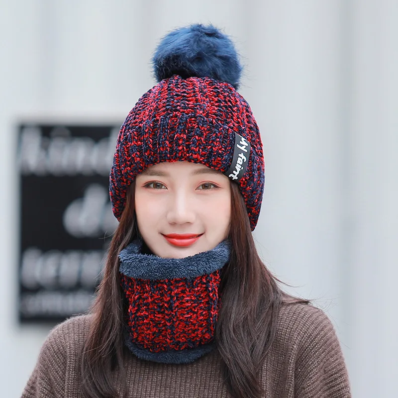 1 шт. Женский вязаный шарф шапки 2018 зимние вязаные сращивающиеся бомберы женские