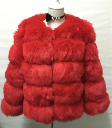 Red Mink норковые пальто для женщин Зима Новая мода розовый искусственный мех пальто элегантная Толстая теплая верхняя одежда искусственная Меховая куртка Chaquetas Mujer - Цвет: Red
