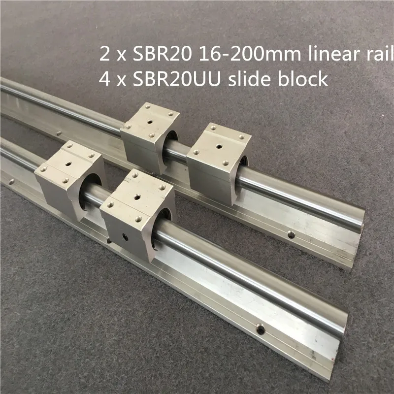

Линейная рельсовая Опора SBR20 16-200 мм, 2 шт. + 4 шт. скользящих блока SBR20UU для ЧПУ