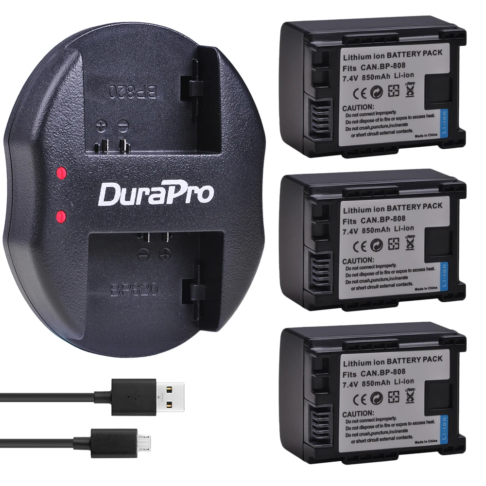 Аккумуляторная батарея BP 808 3 шт. зарядное устройство с двумя USB-портами для камер