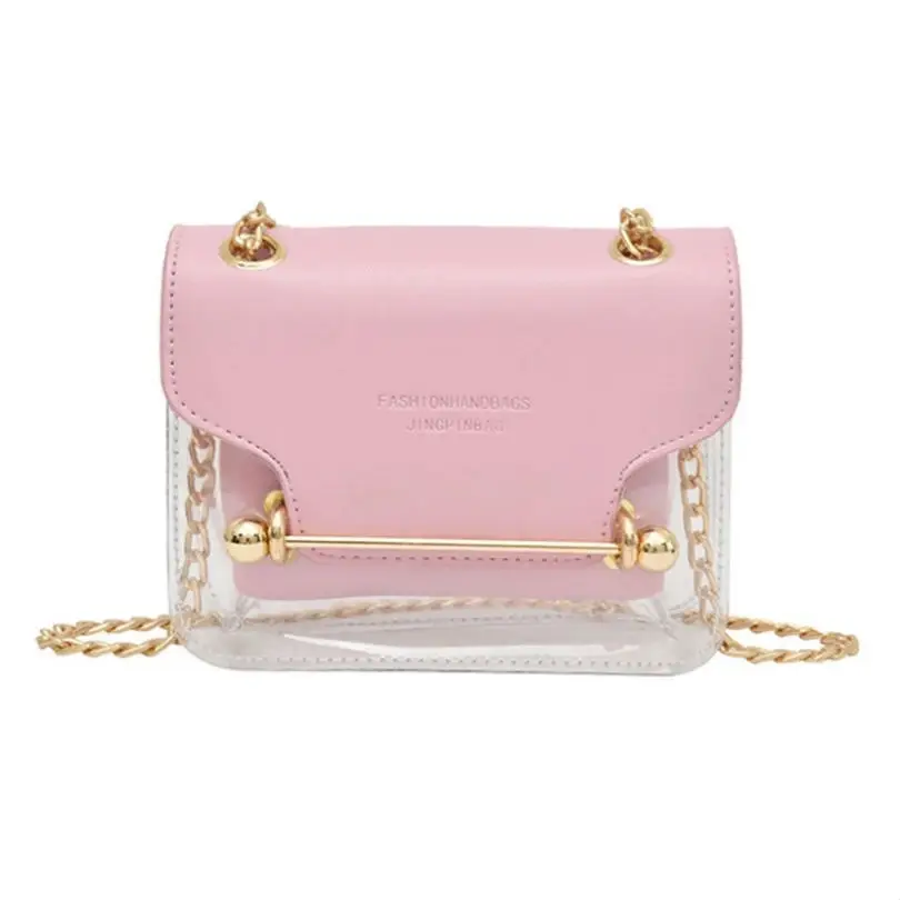 2019 Trend Women 2pcs/Set Shoulder Bag PU+PVC Fashion Ladies Transparent Jelly bag Patchwork Candy Color Crossbody bags Hot Sale | Багаж и