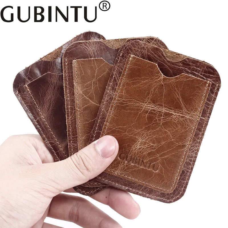 GUBINTU, мужской тонкий кредитный держатель для карт, кожаный держатель для карт для мужчин, коричневый тонкий чехол для карт для мужчин