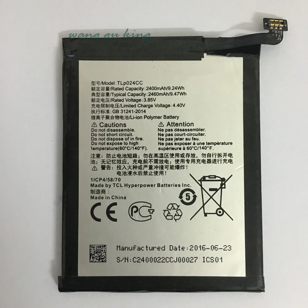 

3,85 V новый высококачественный аккумулятор TLp024CC 2400mAh для запасной батареи Alcatel
