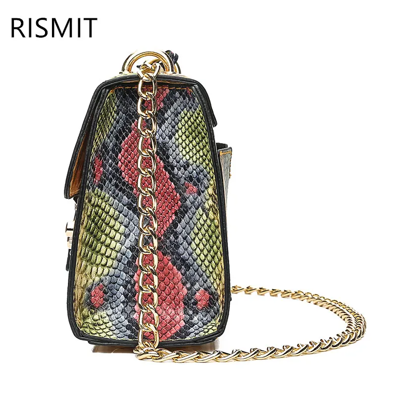 RISMIT Ретро змеевидная цепь сумка с принтом маленькие сумки женские из