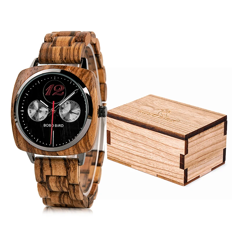 BOBO BIRD relogio masculino роскошные классические деревянные часы с квадратным циферблатом