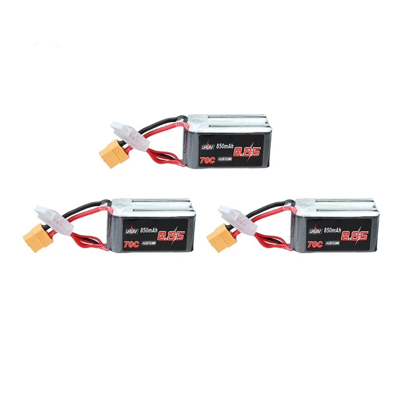 Цвет: желтый 3 шт. URUAV 14,8 V 850mAh 70C 4S Lipo батарея XT60 разъем для радиоуправляемого дрона FPV гоночный Квадрокоптер модели запасные части DIY аксессуары - Цвет: Цвет: желтый
