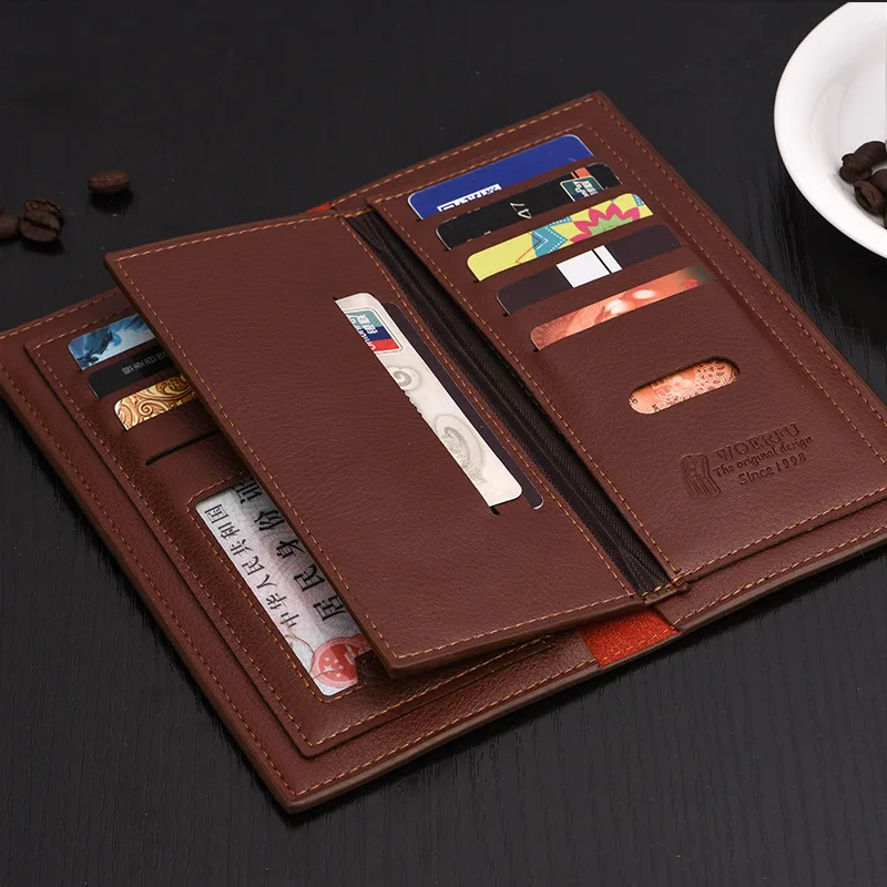 2017 Мужской кошелек длинный кожаный черный мужской коричневый брендовый клатч