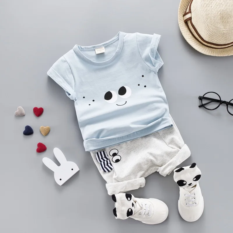 Kids Clothes Sets Summer Boys and Girls T-shirts Shorts Baby Cartoon Small Eyes Short-sleeved Two-piece Suits |