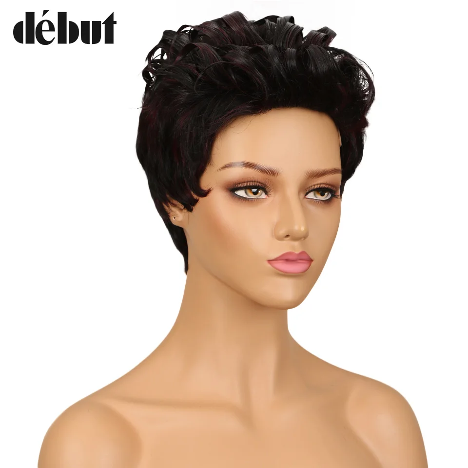 Дебютные бразильские Кудрявые Волнистые волосы remy короткие f1b/99j Омбре цвет Bobo человеческие волосы парики для черных женщин Mohawk машина сделал парики