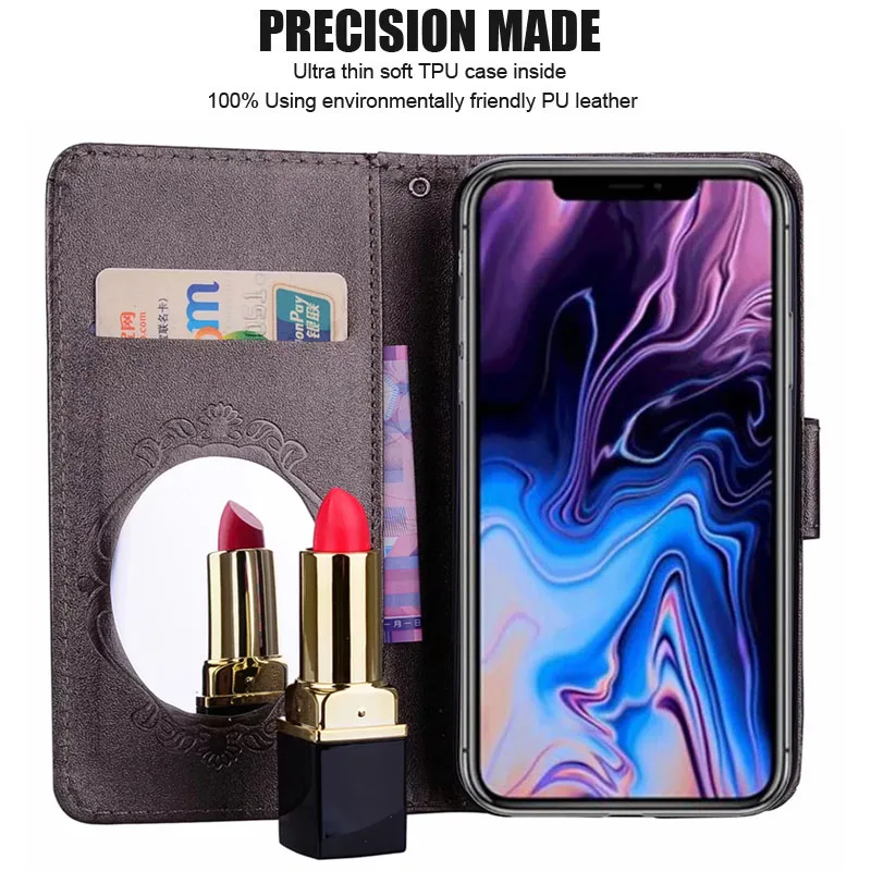 Чехол для Xiaomini Redmi 4A 4X Note 3 4 5 Pro Plus 5A 5X 6X S2 Y2 A2 зеркальная крышка PU Бабочка кожаный