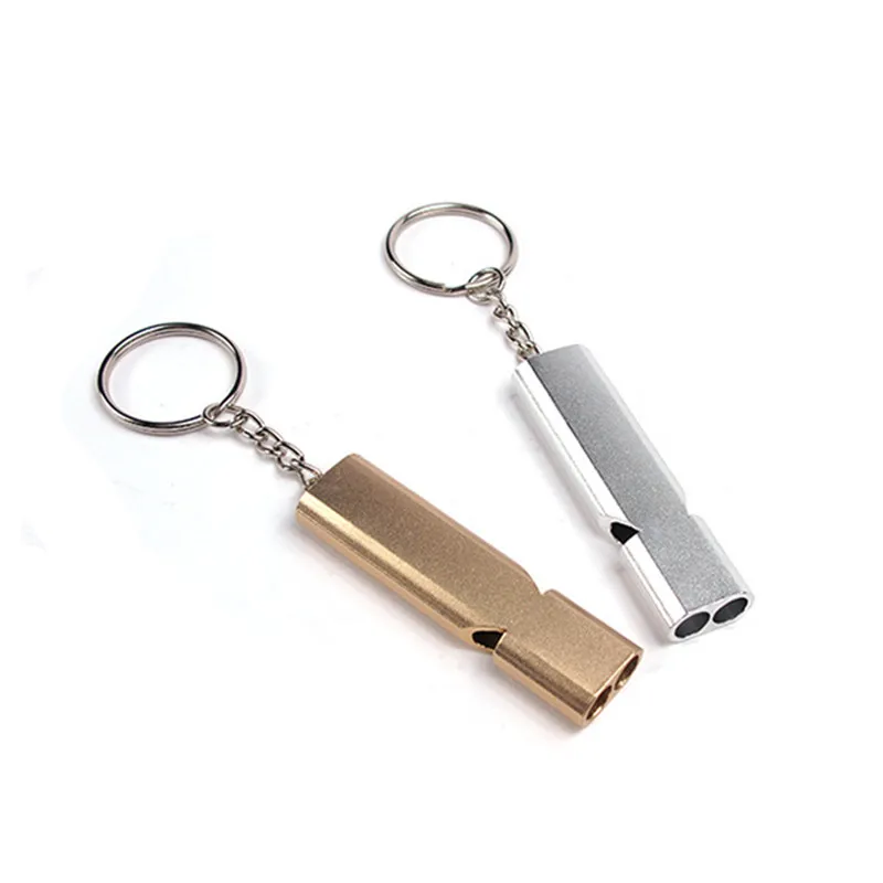 Double hole high frequency outdoor survival whistle life saving emergency self-help treble aluminum all | Спорт и развлечения