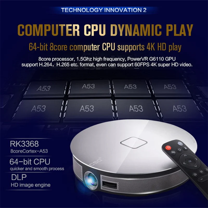 Salange D8S мини-проектор светодиодный портативный 2G+ 16G 1280*720 разрешение Встроенный Android 6,0 3D двойной wifi 12000mAh аккумулятор