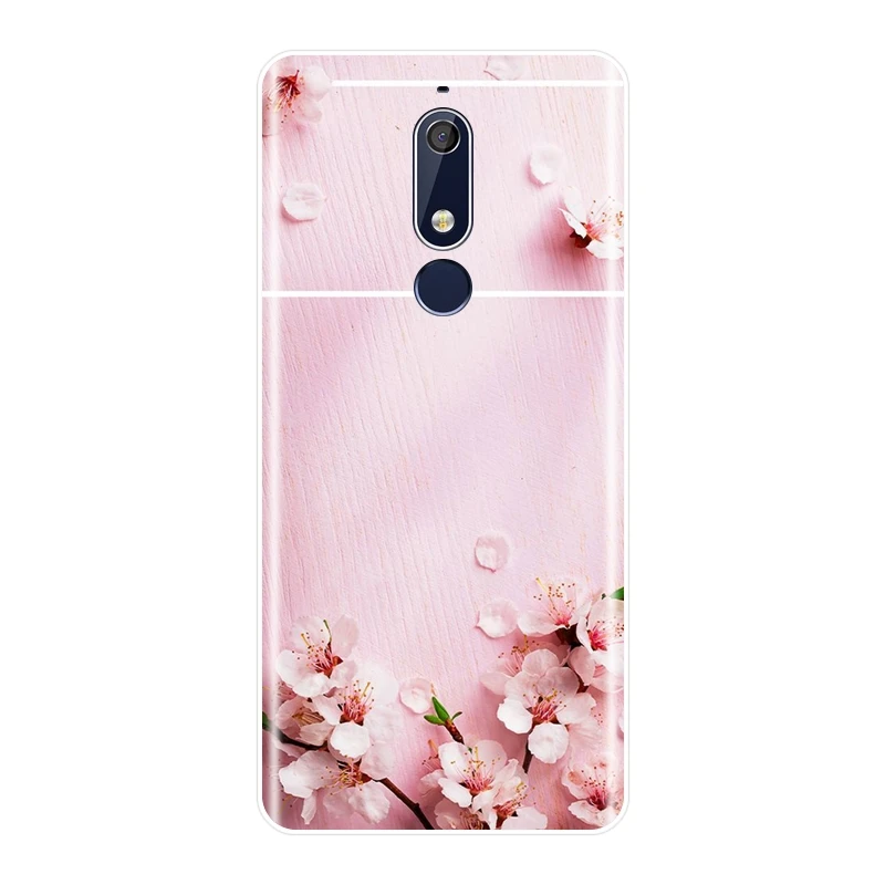 Задняя крышка для Nokia 7 1 6 5 3 2 Plus розовый цветок вишневый цвет силиконовый мягкий