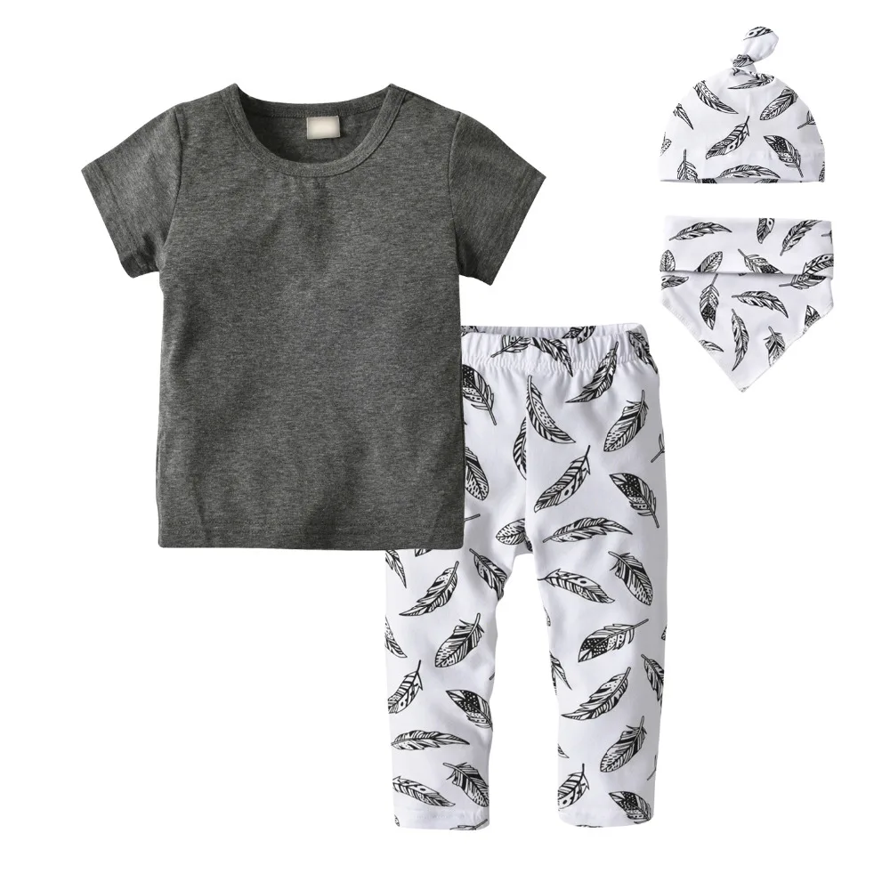 Одежда для новорожденных мальчиков и девочек летняя серая футболка с коротким