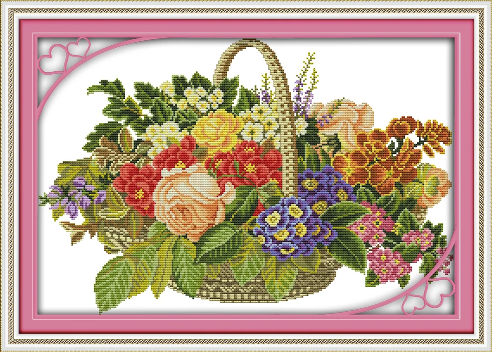 Flower basket (6) cross stitch kit DIY hand embroidery set craft handmade needlework cross-stitching DMC color Dreamfounder | Дом и сад