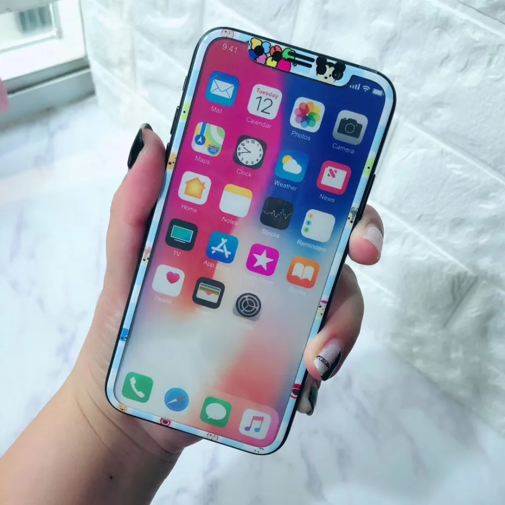 10 шт. для iPhone/XS японский мультфильм дисни экран Закаленное стекло пленка Doraemon Микки милый углеродного волокна передний протектор