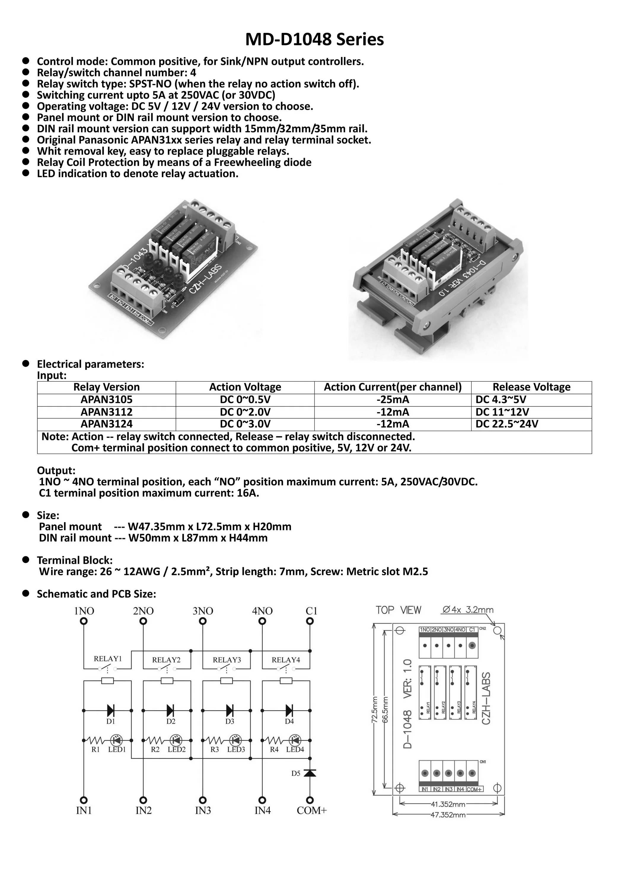 Тонкий Панель крепление DC5V раковина/NPN 4 SPST-NO 5A Мощность триггерный релейный