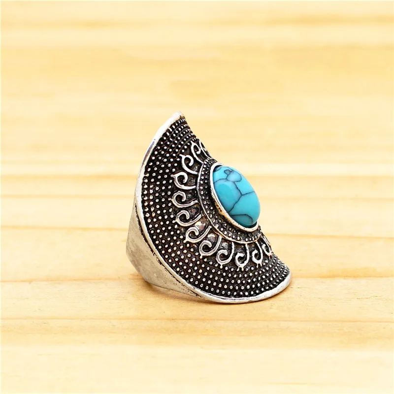 Цветок Овальный Синий Камень Кольца для Для женщин Винтаж Античная