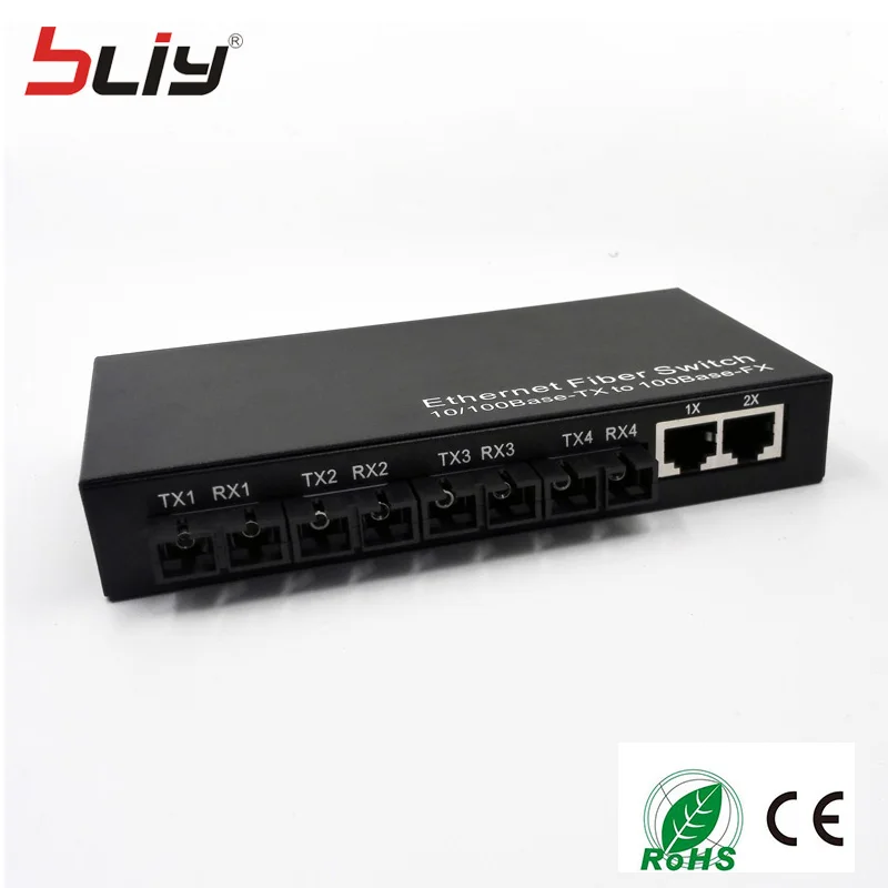 4 волокна порт VLAN DIP переключатель 10/100 Мбит/с двойной волокно 2 RJ45 волоконно
