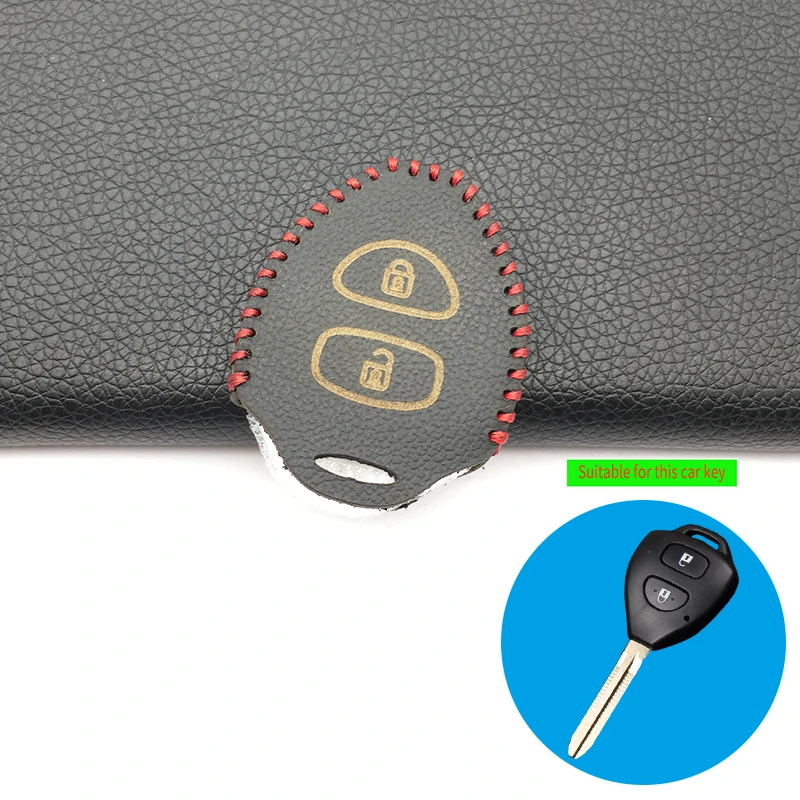 Кожаный чехол для Toyota Camry Highlander Corolla Hilux Vitz Vios Rav4 Aqua Land Cruis с двумя кнопками |