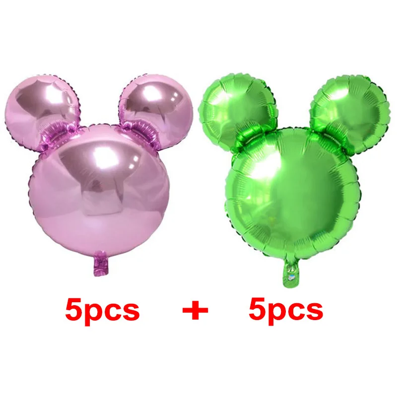 pink light green GIHOO 5 шт. 10 шт. Мини Микки голова Алюминиевая Фольга Воздушный шар с Минни-Маус игрушки мультфильм воздушный шар Дети День рождения украшения - Цвет: pink light green