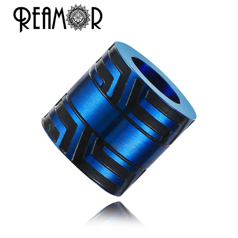 Blue REAMOR 5 шт./лот бусины из черного и синего золота 316l из нержавеющей стали с большим отверстием, разноцветные Круглые бусины для изготовления ювелирных изделий - Цвет: Blue