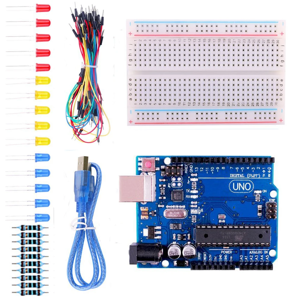 Стартовый набор UNO для Arduino с бесплатными обучающими материалами, 65 перемычек, макетная плата