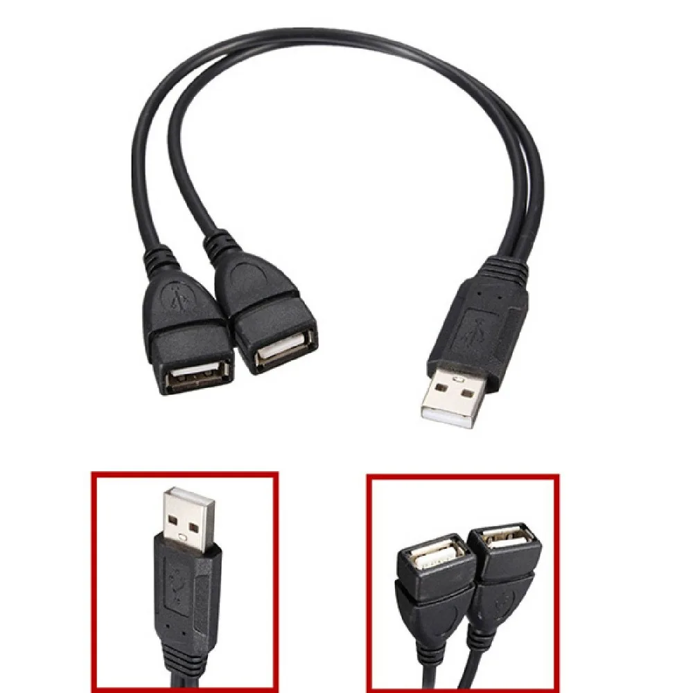 30 см USB 2 0 A Male к Dual Female Jack Y разветвитель концентратор шнур питания кабель