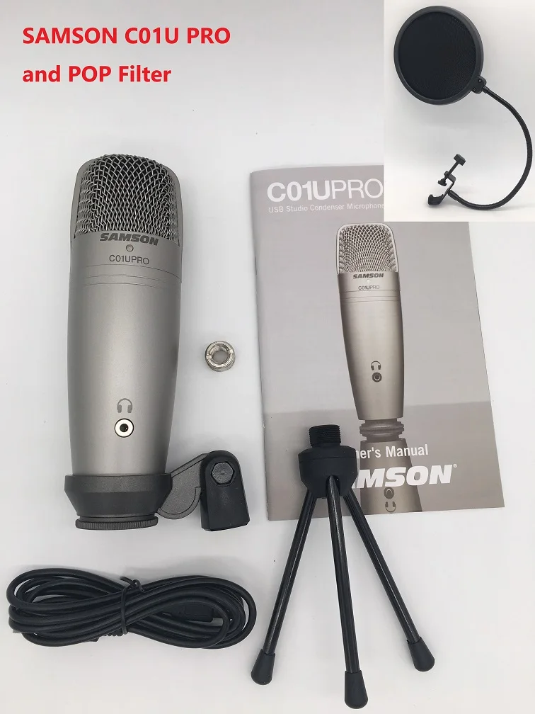 c01u pro and pop Samson C01u Pro Usb Студийный микрофон Hypercardiod мониторинг в реальном времени Большой мембранный конденсаторный микрофон Plug& Play - Цвет: c01u pro and pop
