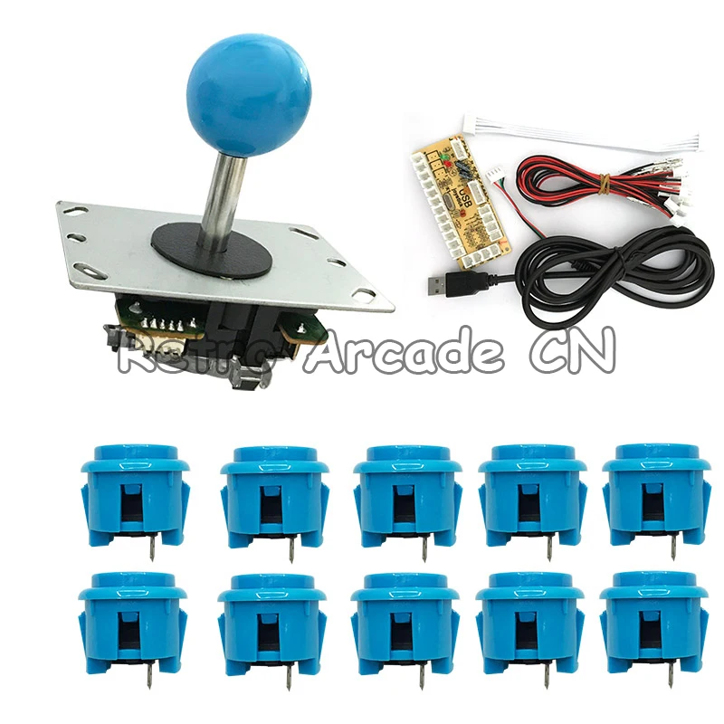 

DIY Handle 8 Way Arcade Joystick Kits 5 Pin 30mm Push Button Replacement Arcade Set Cable USB Encoder To PC Joystick Games