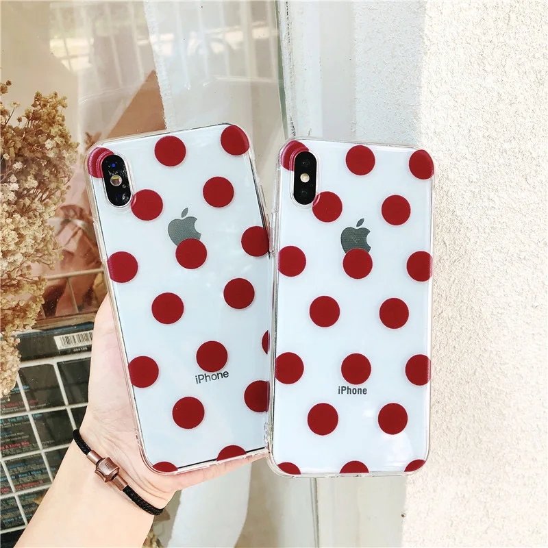 Boucho Прозрачная крышка для iphone 6 6s 7 8 Plus телефон чехлы X милые волновой точки Pattern